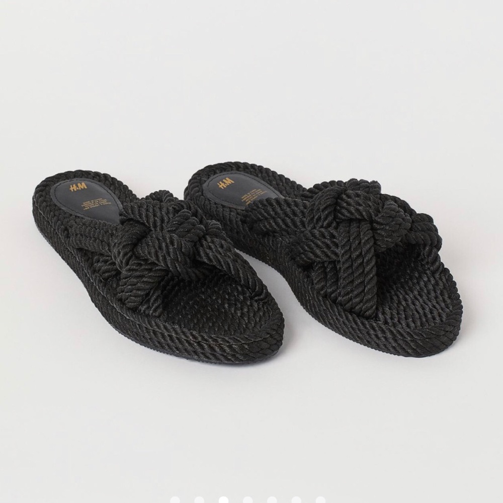 NWT black braided rope slides